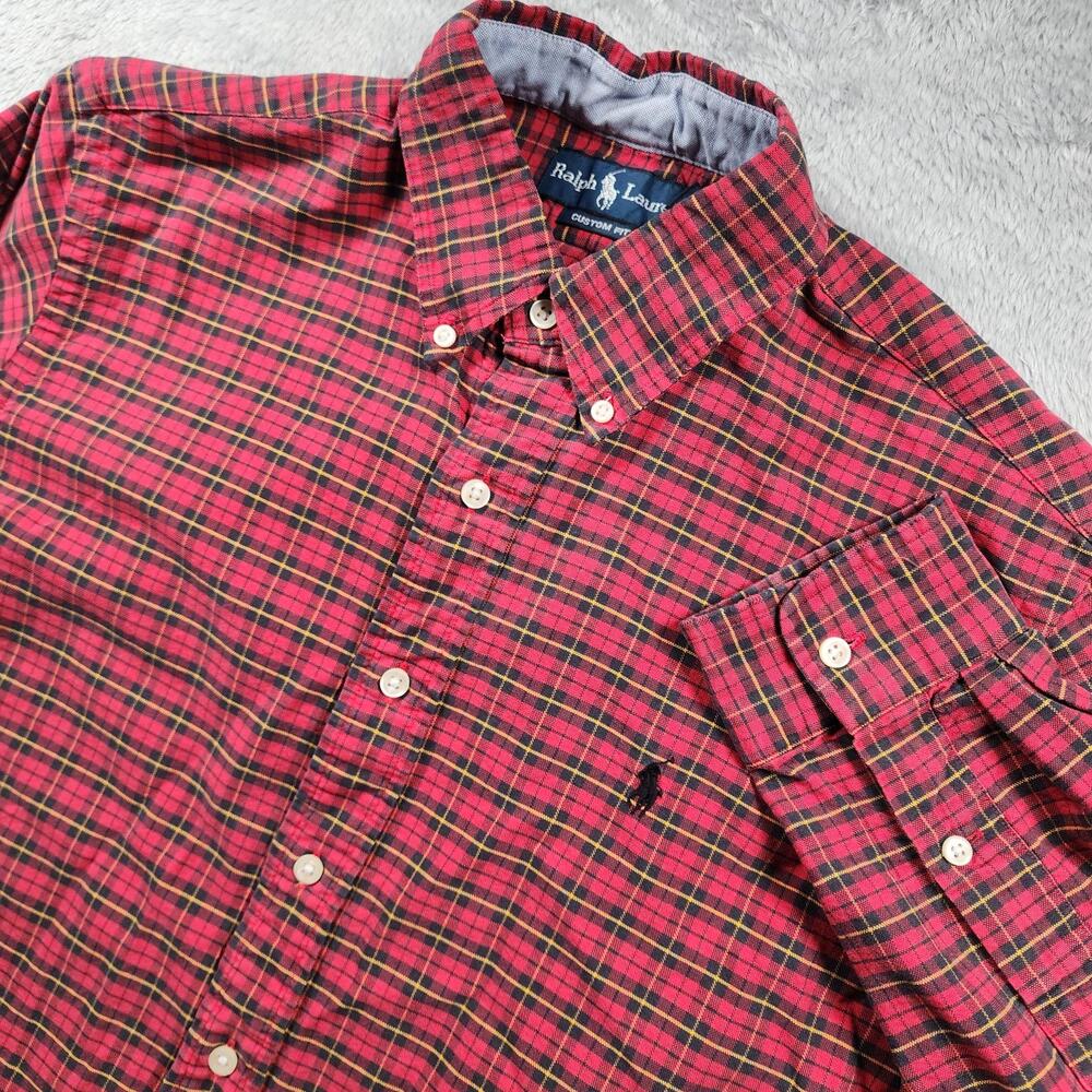 Ralph Lauren Shirt Mens Large Red Plaid Flannel Long Sleeve Button Down